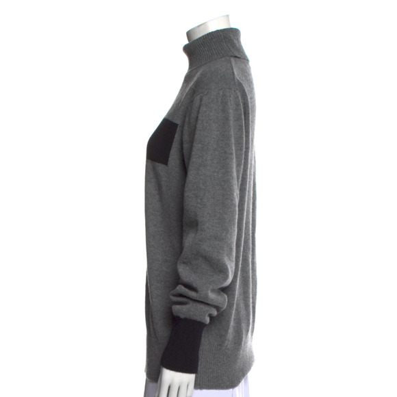 Random Identities Wool Cashmere Turtleneck Sweater Grey Black Medium - Picture 6 of 8